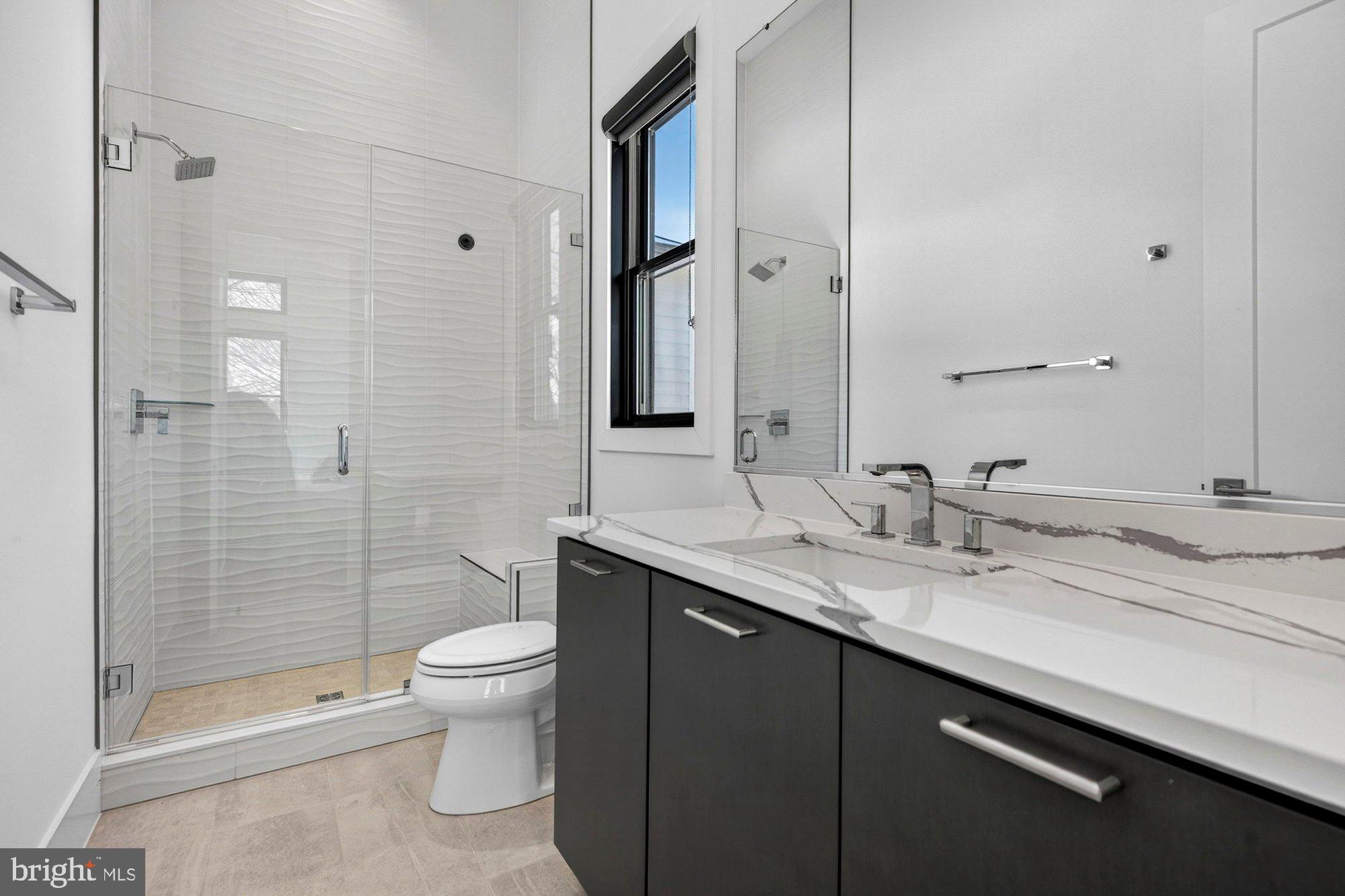 1221 Riley Preserve Court McLean, VA 22102 - Photo 52 of 94 a bathroom with a granite countertop sink a toilet and shower