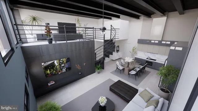 a view of living room with furniture and a fireplace