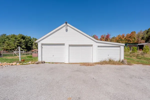 a backyard of a house with lots of trees