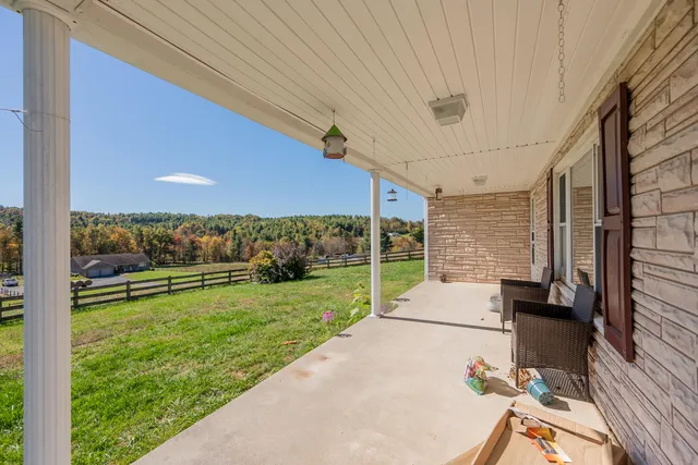 a view of a lake with a big yard