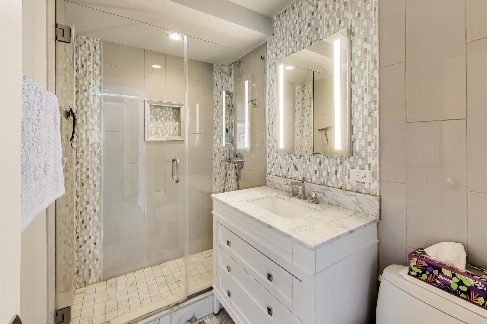 40 East Cedar Street, Unit 18B Chicago, IL 60611 - Photo 12 of 24 a bathroom with a sink and a mirror