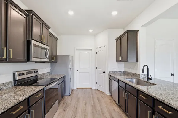 a view of small space with wooden floor