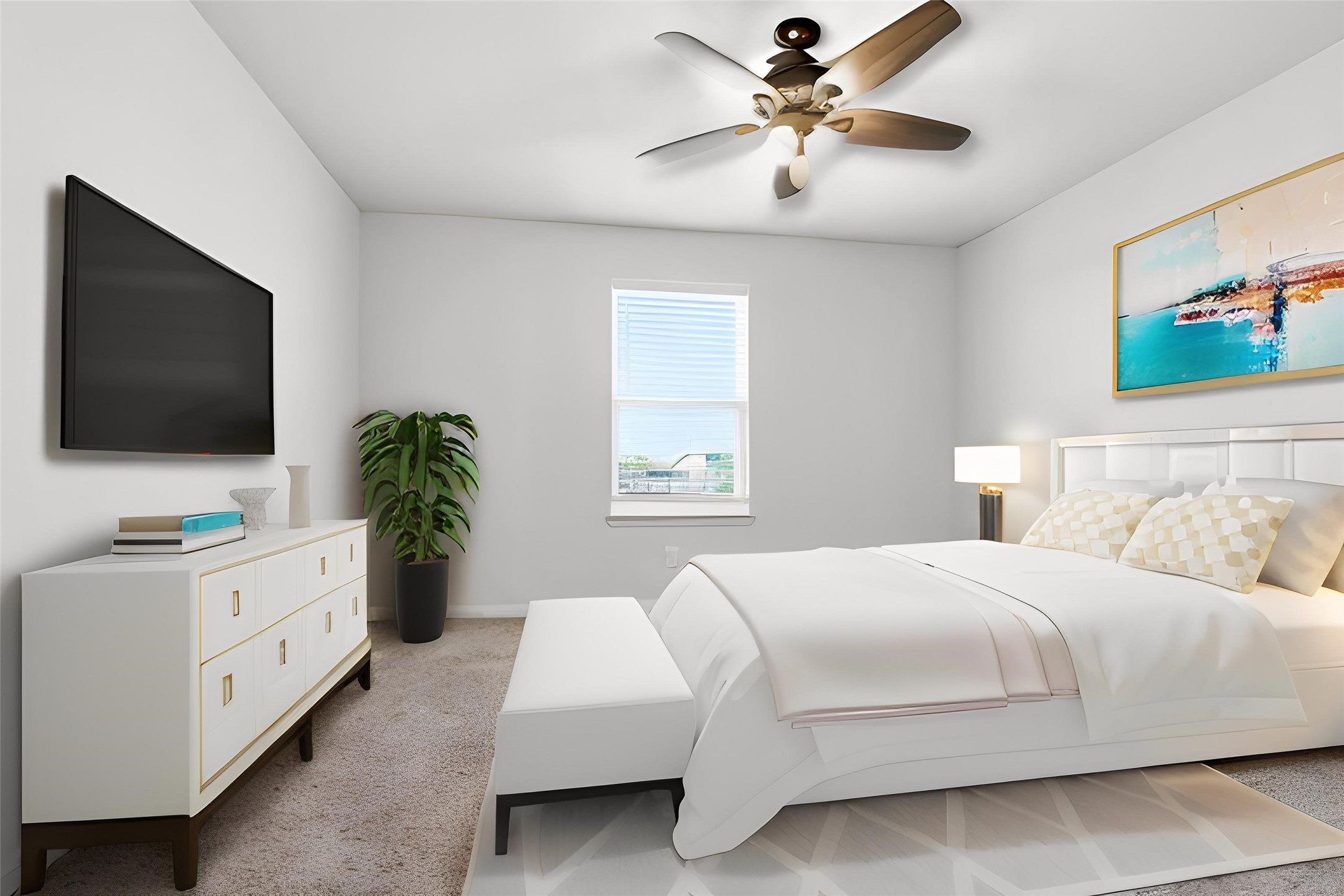 2044 Mule Ridge Drive Katy, TX 77493 - Photo 25 of 38 a bedroom with a bed and a flat screen tv