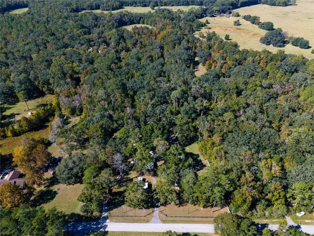 a view of a house in a forest