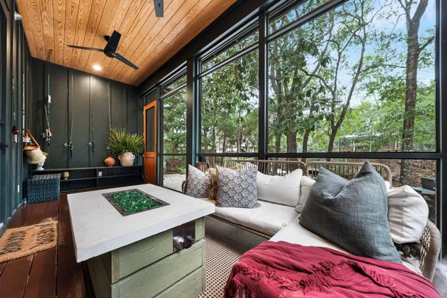 a living room with furniture