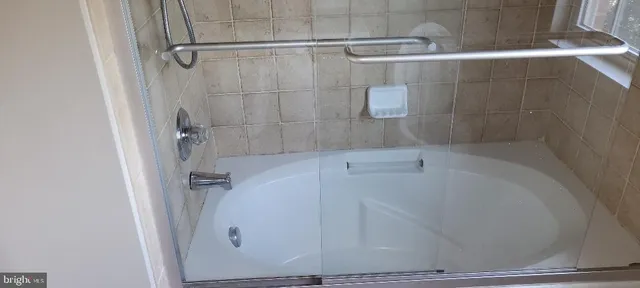 a bathroom with a bathtub