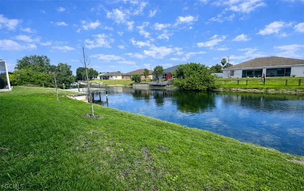 a view of a lake with houses