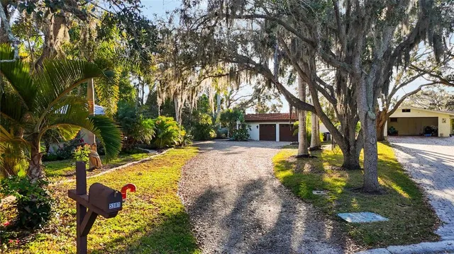 a view of swimming pool with a garden