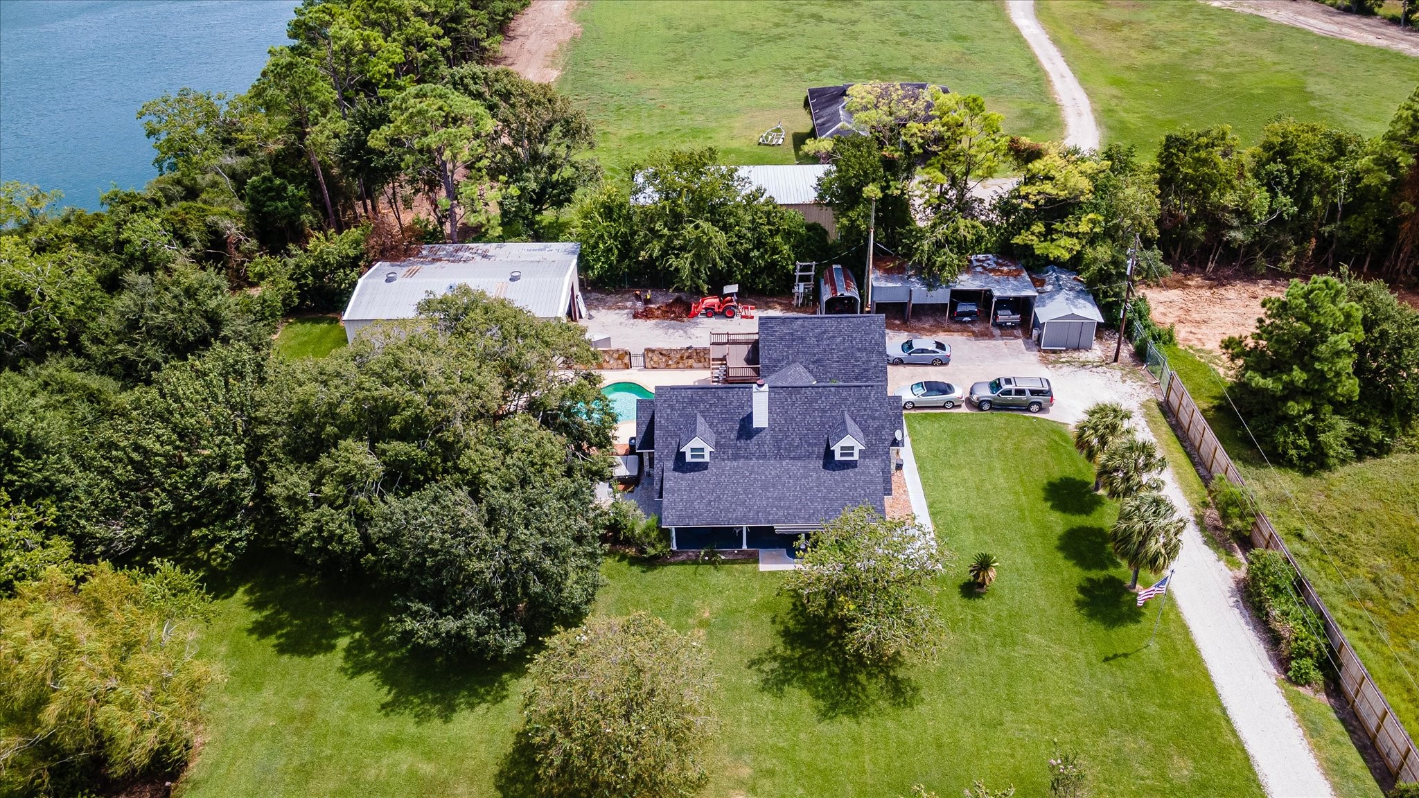 2739 Lawrence Road Kemah, TX 77565 - Photo 39 of 42 an aerial view of a house with a garden