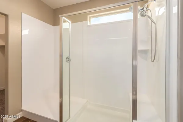a view of small space with racks on the wall