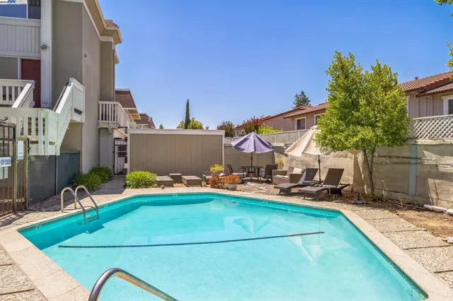 an outdoor view with patio