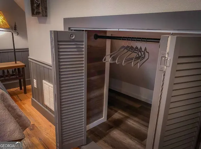 a close view of walk in closet