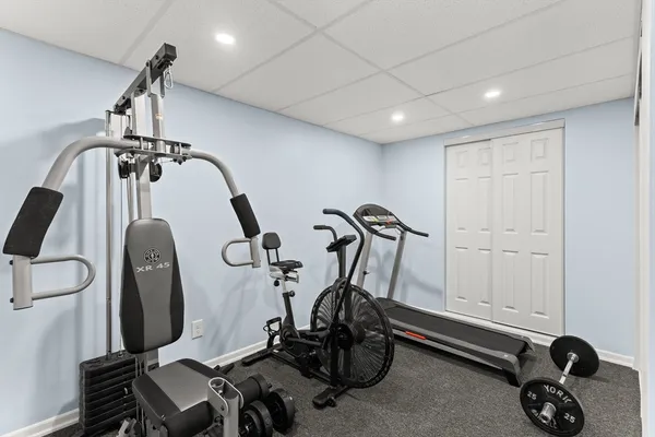 a view of a room with gym equipment