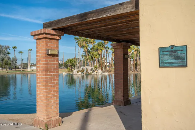 a view of a lake with houses