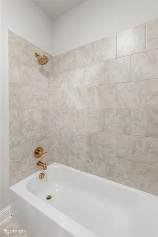 a bathroom with a bathtub