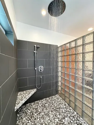a bathroom with a shower