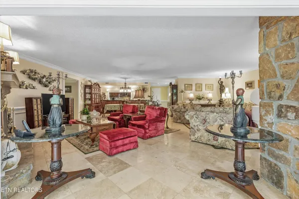 a view of a dining room and livingroom view