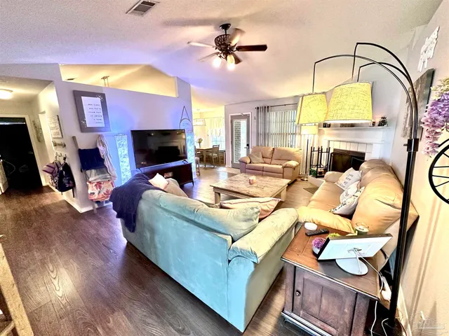 a close view of a fireplace