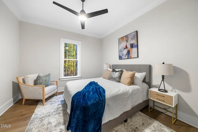 a view of an empty room with windows