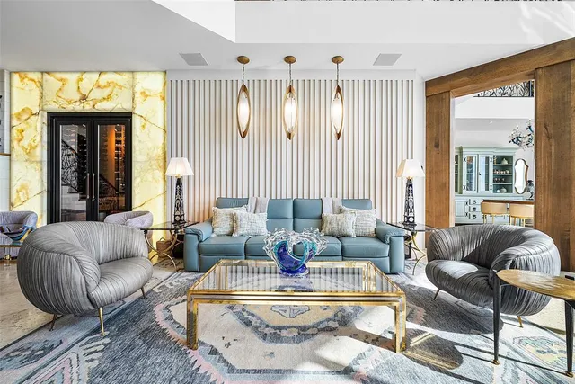 a spacious bathroom with a double vanity sink and a mirror