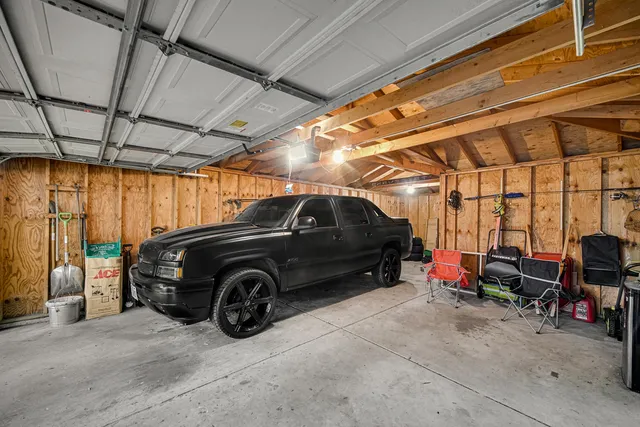 a view of a car in garage