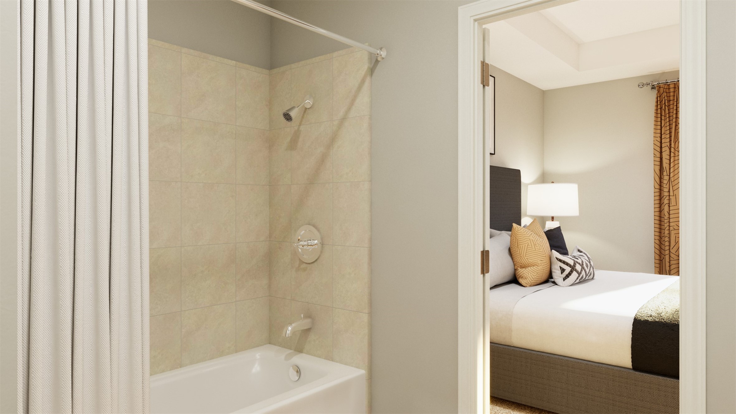 12123 Walden Road Montgomery, TX 77356 - Photo 18 of 32 a bedroom with a bed and a mirror