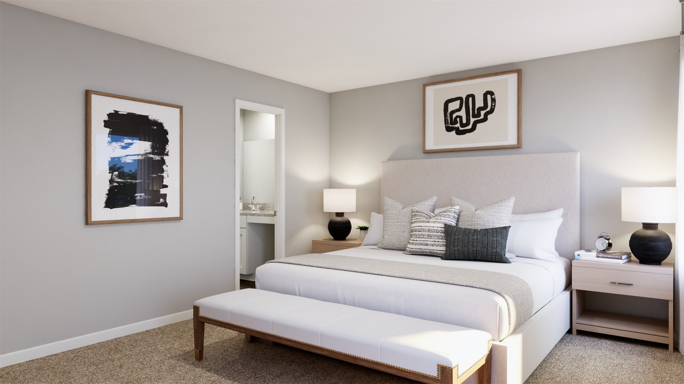 12123 Walden Road Montgomery, TX 77356 - Photo 23 of 32 a bedroom with a bed and wall painting