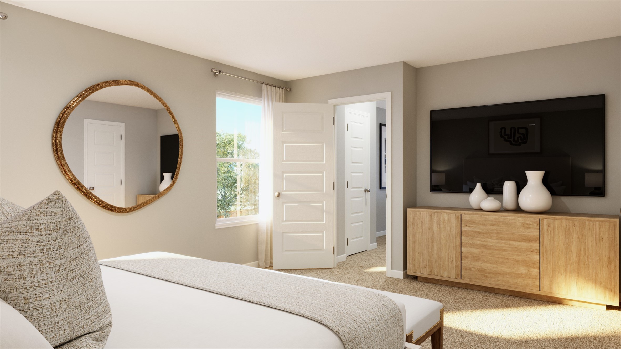 12123 Walden Road Montgomery, TX 77356 - Photo 24 of 32 a bedroom with a bed and a mirror