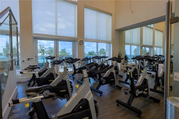 a view of a room with gym equipment