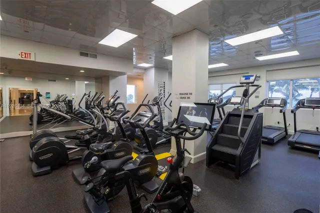 a view of a room with gym equipment