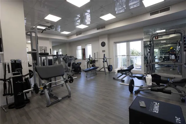 a view of a room with gym equipment