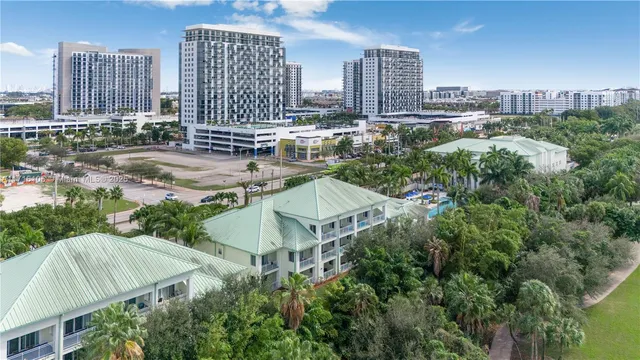 a view of a city with tall buildings