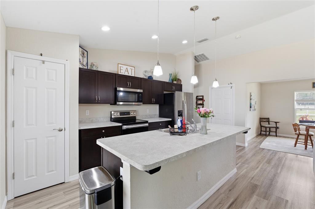13880 Southwest 45th Terrace Ocala, FL 34473 - Photo 6 of 19 a kitchen with a sink a counter top space stainless steel appliances and wooden floor