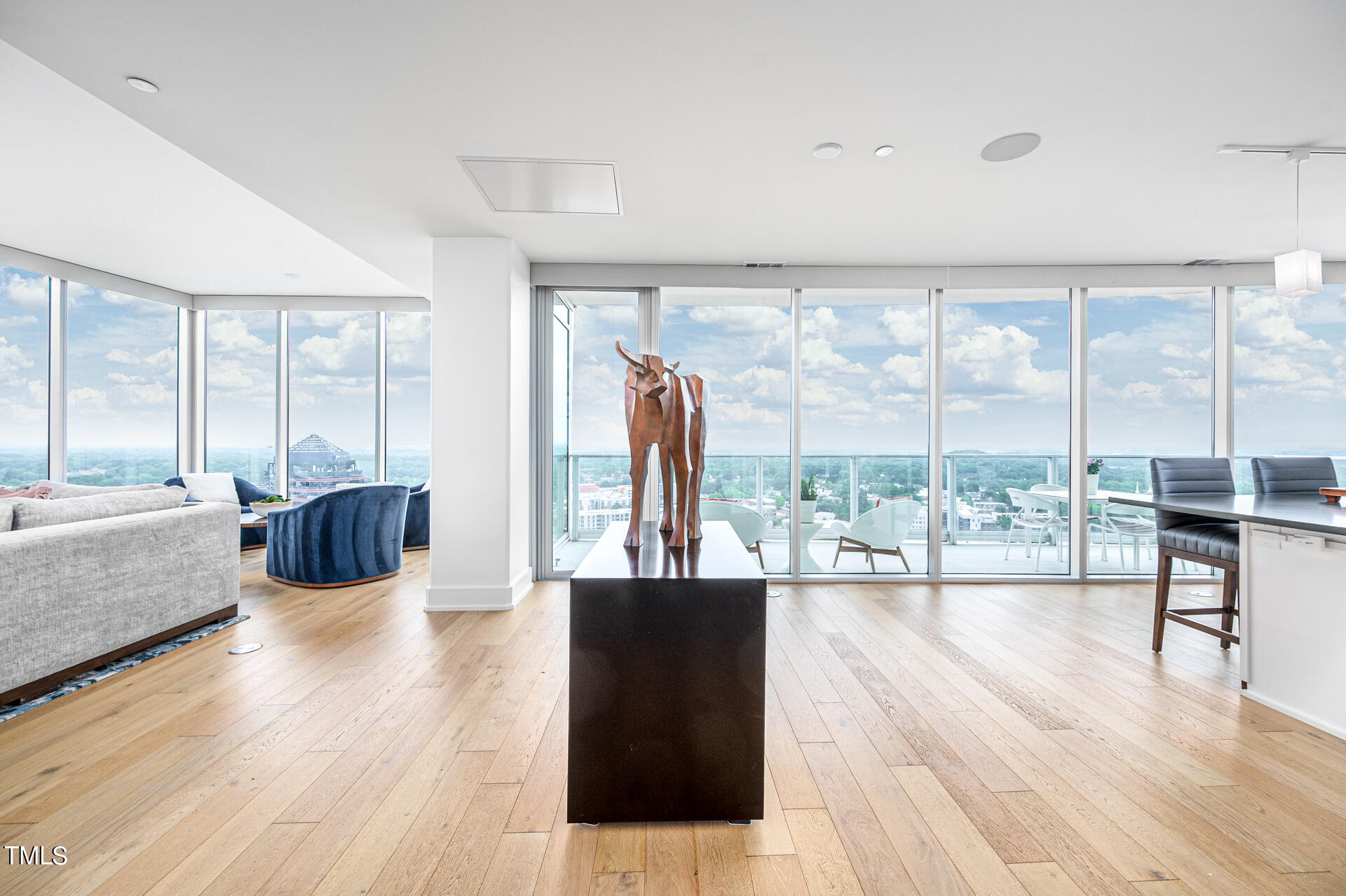 110 Corcoran Street, Unit 2301 Durham, NC 27701 - Photo 4 of 66 a living room with furniture large windows and wooden floor