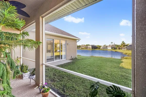 a view of a balcony with lake