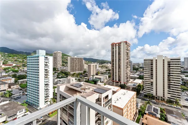 a view of a city with tall buildings