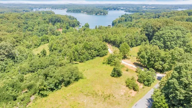 a view of a lake with a mountain in the background