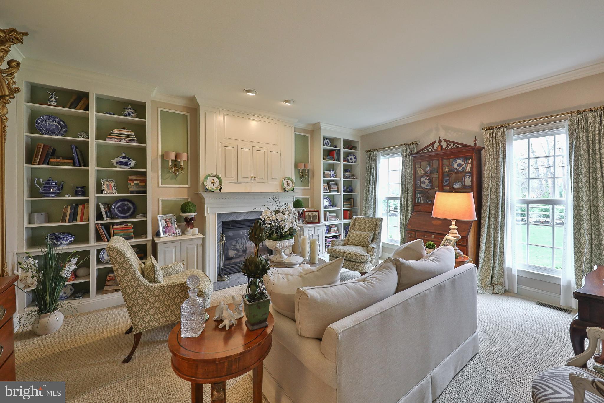 1298 Cedar Hill Road Ambler, PA 19002 - Photo 8 of 66 Inviting living room with built-ins and fireplace