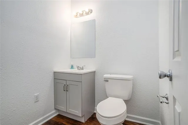 a view of balcony with wooden floor