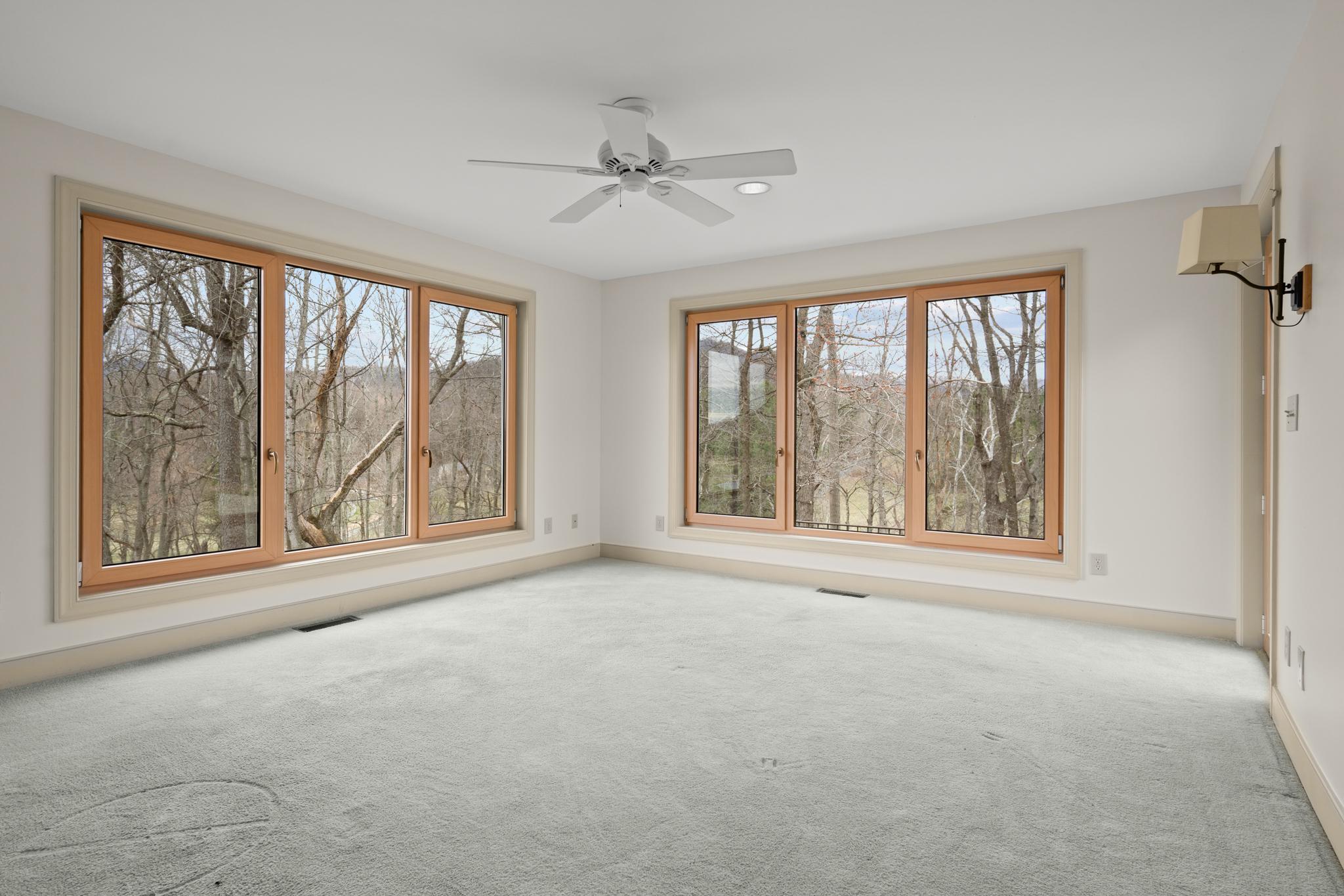 94 Old Hollow Road Sperryville, VA 22740 - Photo 12 of 38 an empty room with windows and chandelier fan