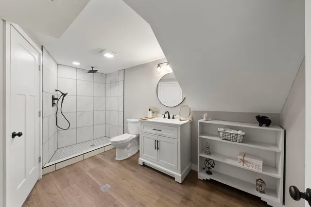 a view of a hallway with washer and dryer