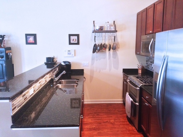 1111 West 15th Street, Unit 126 Chicago, IL 60608 - Photo 11 of 24 a kitchen with stainless steel appliances granite countertop a refrigerator and a stove