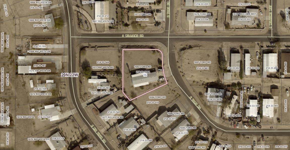 1682 Toro Road Bullhead City, AZ 86442 - Photo 29 of 30 Map of property location with property boundaries highlighted