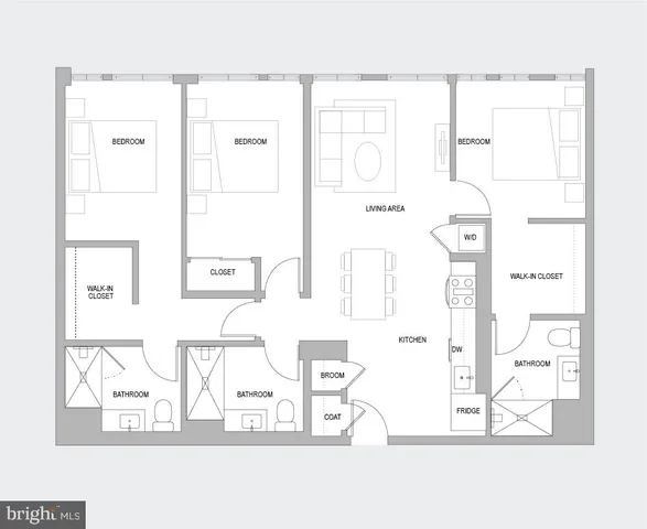 a black and white photo of a living room