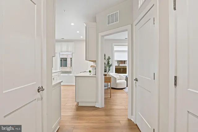 a view of a building with sitting area