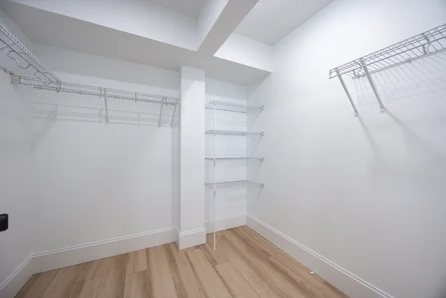 a view of an empty walk in closet