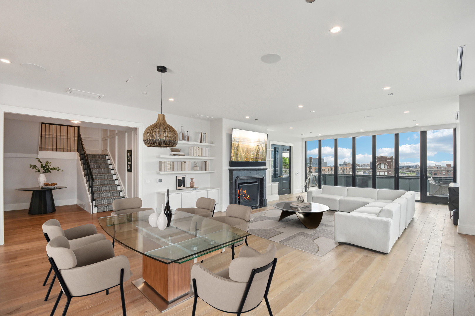 1109 West Washington Boulevard, Unit 8A Chicago, IL 60607 - Photo 11 of 51 a living room with fireplace furniture and a large window