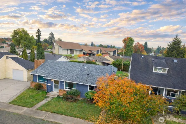 an aerial view of a house