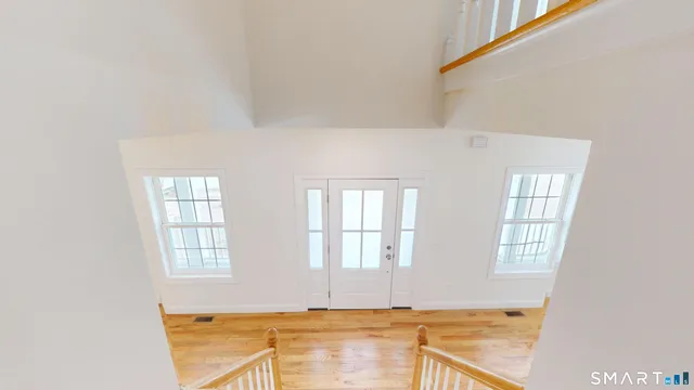 an empty room with windows