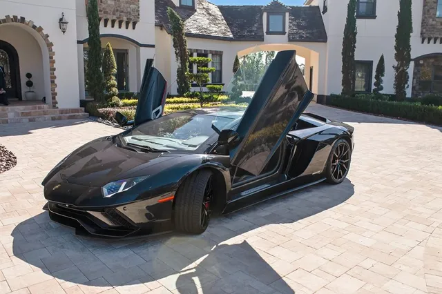 an aerial view of a house with garden